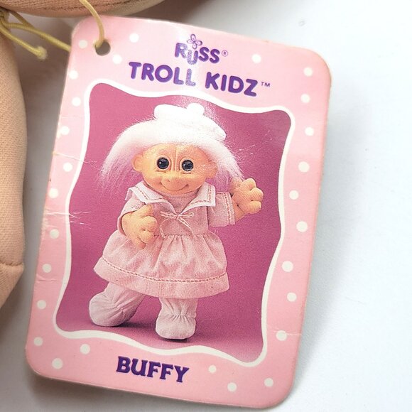 Vintage Russ Berrie Troll Kidz Doll BUFFY Girl Pink Dress Hat 12" WITH TAG - Picture 3 of 10